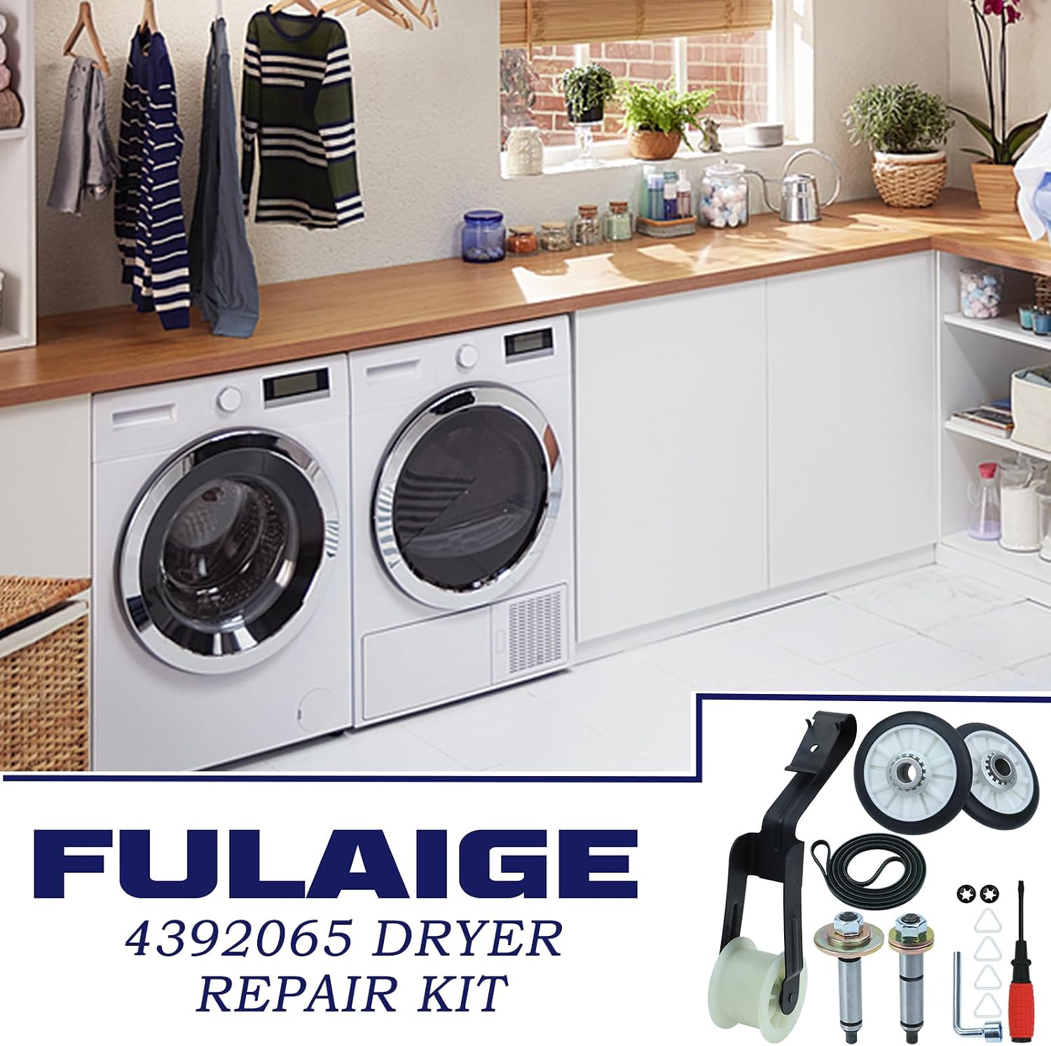 4392065 Dryer Repair Kit for Whirlpool Kenmore Maytag Roper Dryer | Includes 349241T Dryer Drum Roller Kit 341241