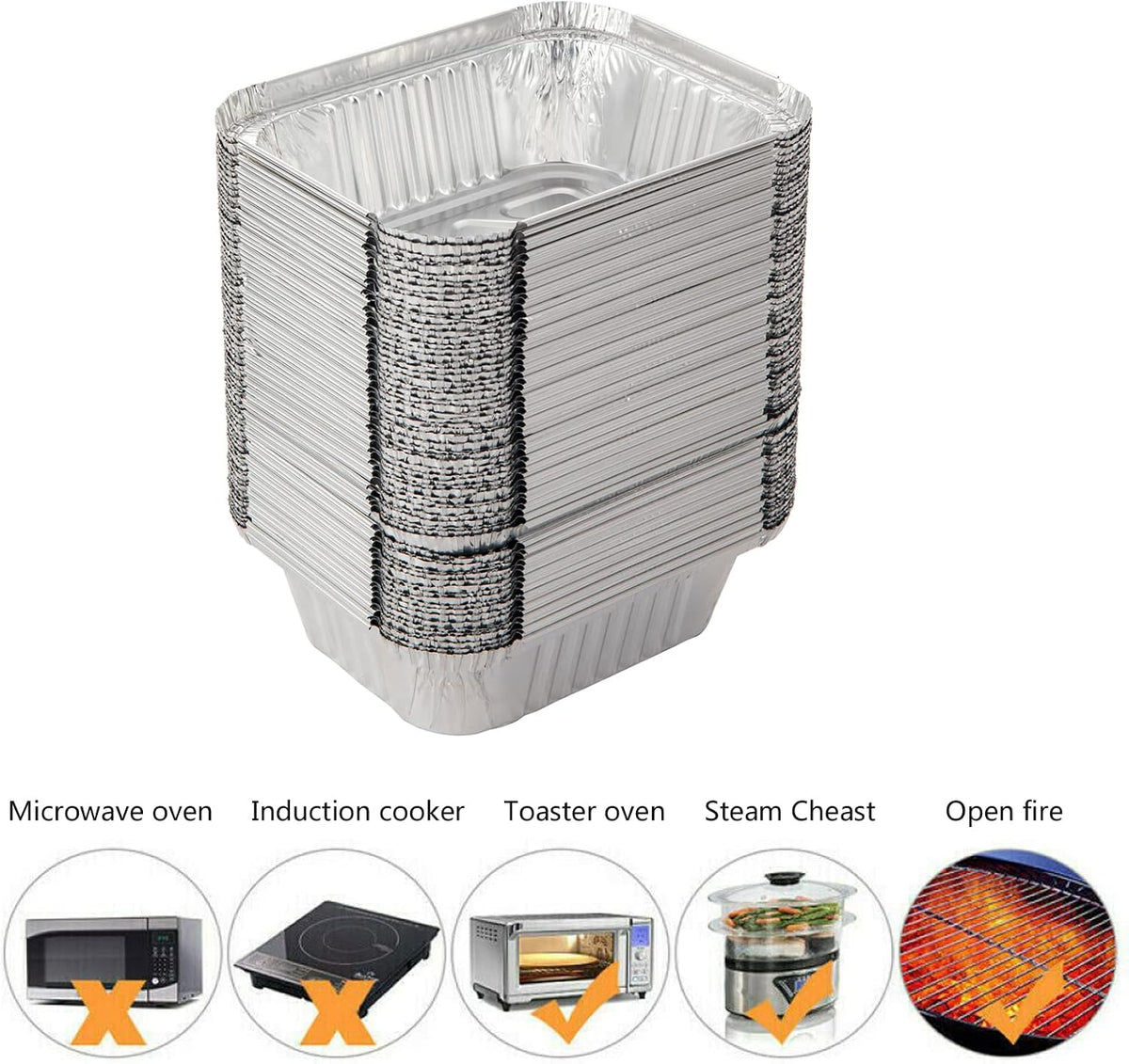 5.5" x 4.5"(100Pack) Disposable Takeout Pans with Clear Lids
