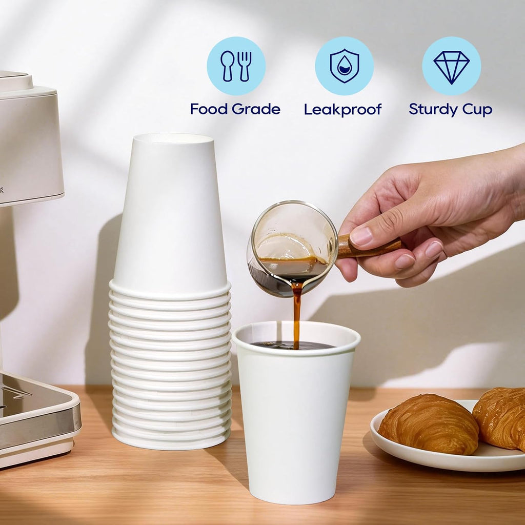 240 Pack 12 oz Paper Cups, White Disposable Coffee Cups