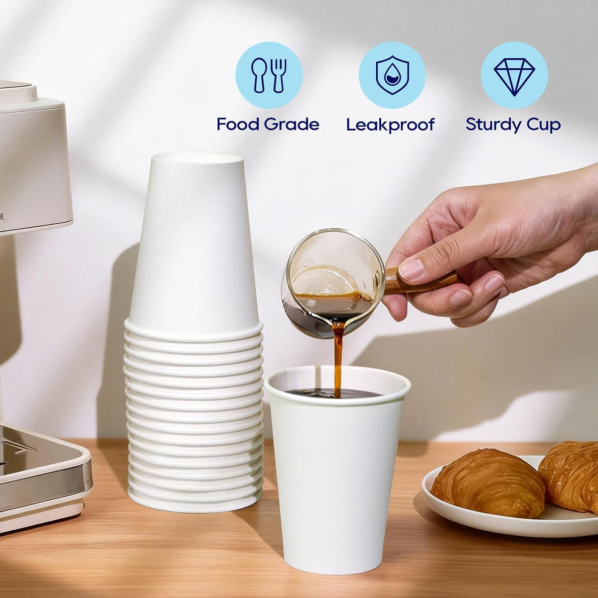 240 Pack 12 oz Paper Cups, White Disposable Coffee Cups