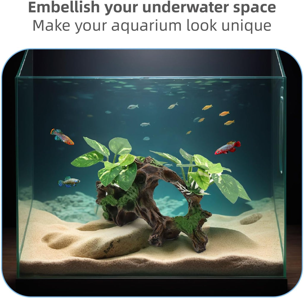 Fish Tank Decorations Artifical Driftwood Cave Aquarium Decor Ornaments Silk Aquarium Plants for Betta Fish Tank