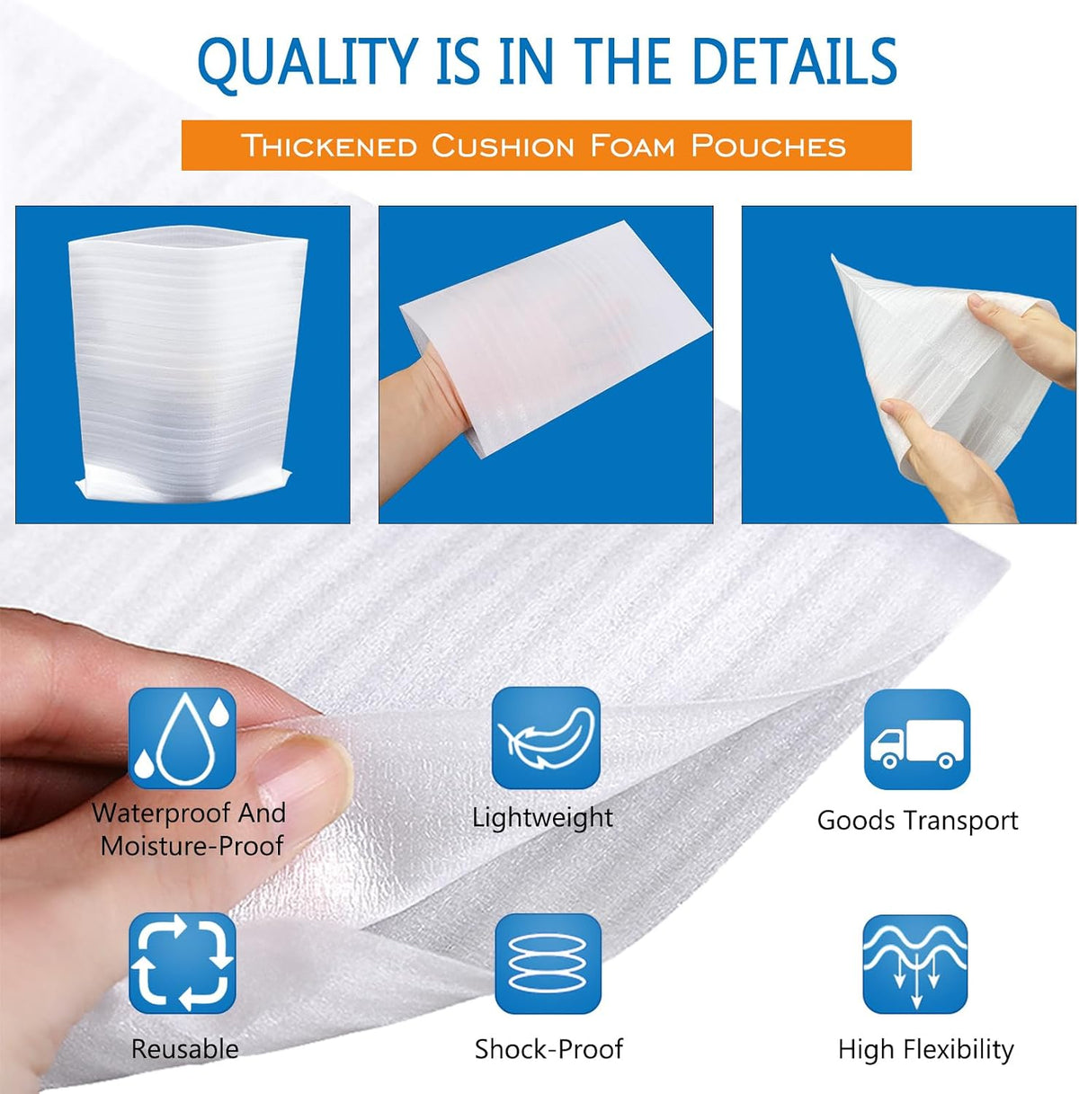 Cushion Foam Wrap Pouches for Moving(100 Pack 10"x12'')