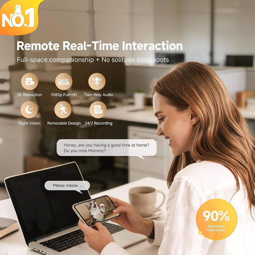 Pmate AI Pet Camera Robot Companion for Dogs & Cats Robot Camera with Visual Recognition Remote Video Interaction