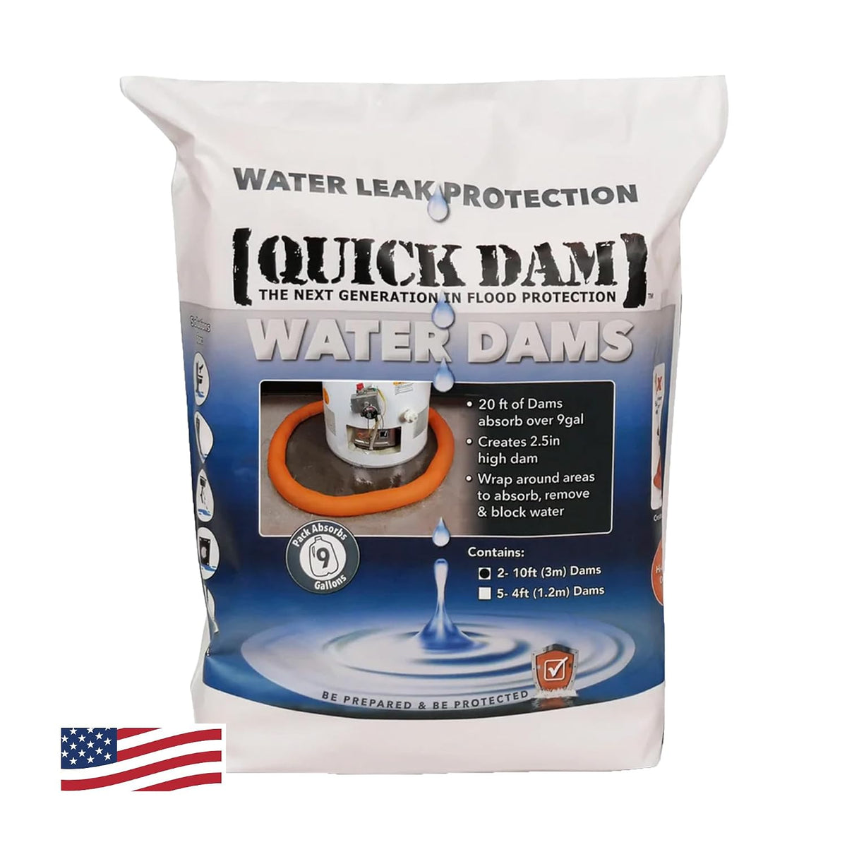 10ft Indoor Water Dam Flood Barrier, Orange, 2 Pack
