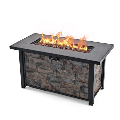 48 Inch Rectangular Propane Fire Pit Table, 50000 BTU, Metal Top