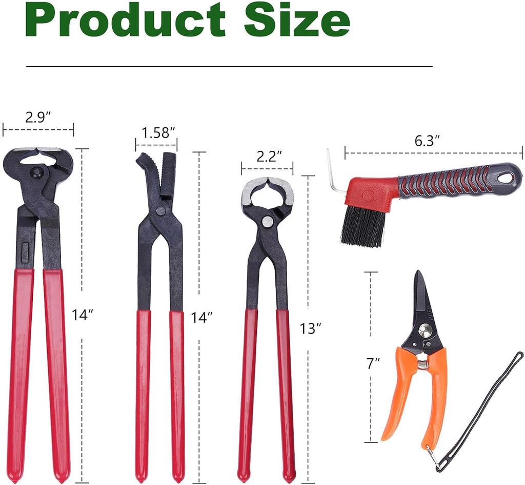 12PCS Horse Farrier Tools Kit Hoof Trimming Tools with Handbag