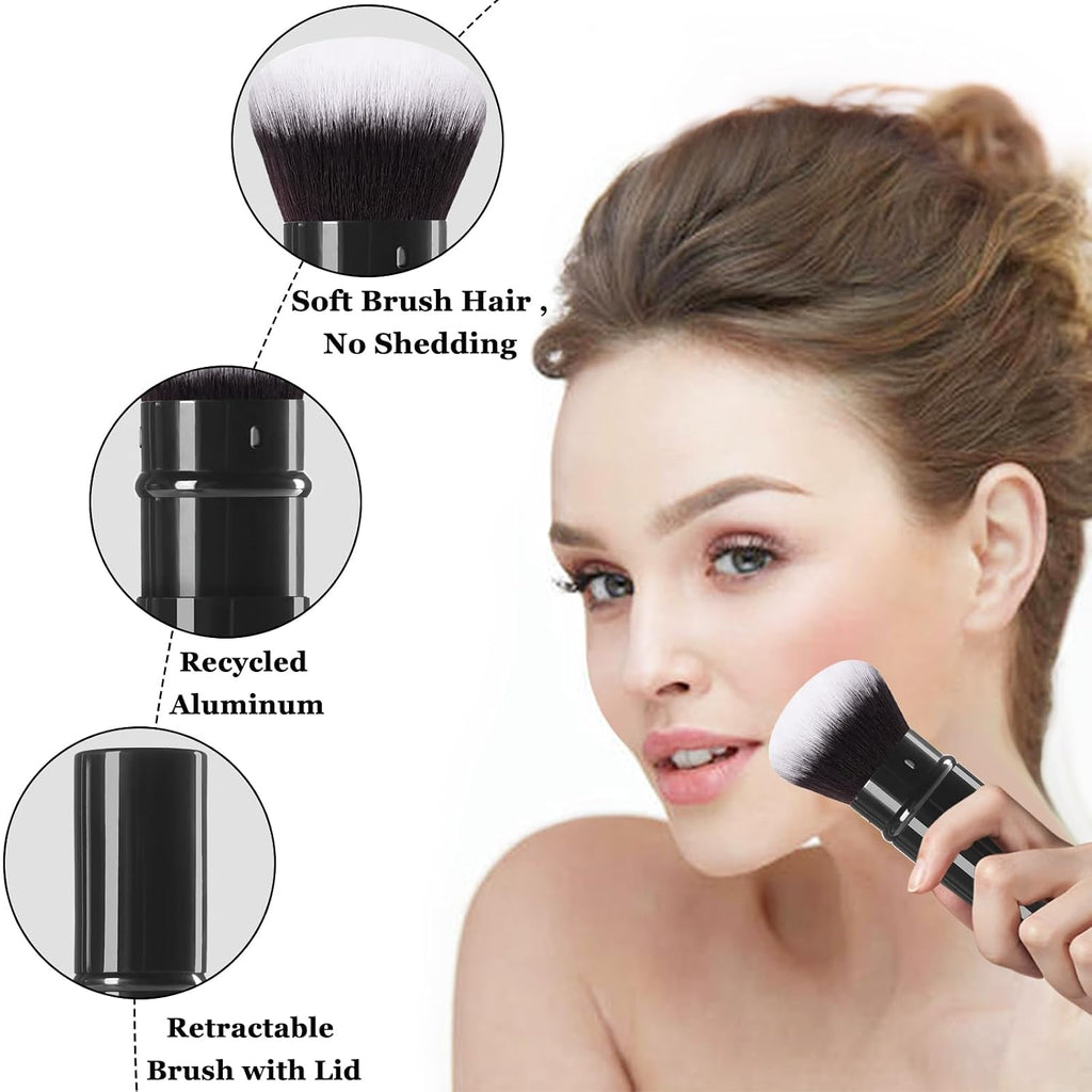 Retractable Makeup Brush, Powder Kabuki Foundation Makeup Brushes