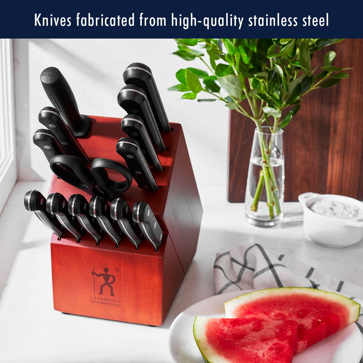 Solution 15 pc Knife Set, Razor-Sharp, German Engineered, Brown