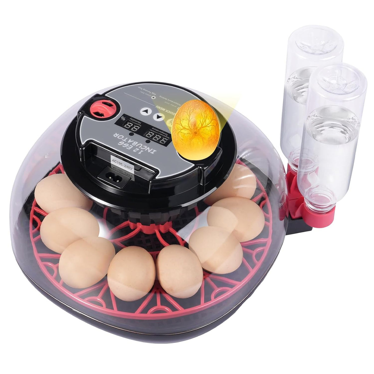 12 Egg Incubators for Hatching Eggs, Chicken Egg Incubator with Automatic Egg Turning and Temperature Humidity