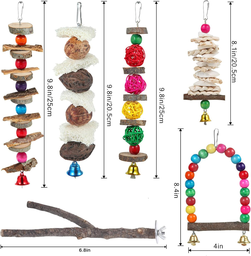 Bird Perch Bird Toys Parakeet Toys,Bird Cage Accessories Wooden Chew Toys Perch Stand for Parrot Conure Cockatiel