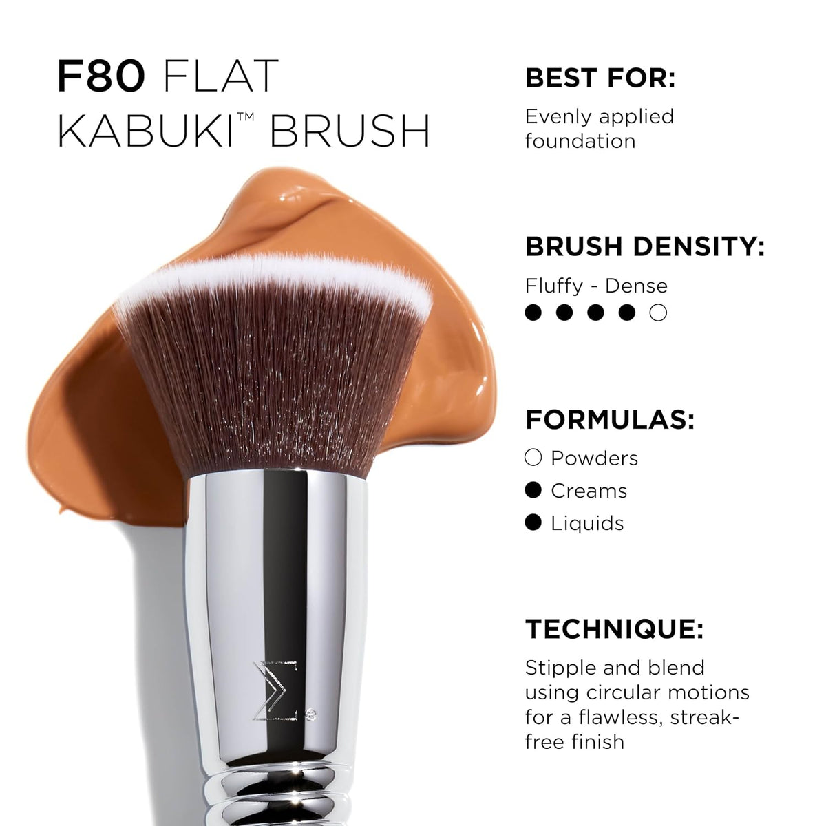 F80 Flat Kabuki Brush - Makeup Brush for Liquid and Cream
