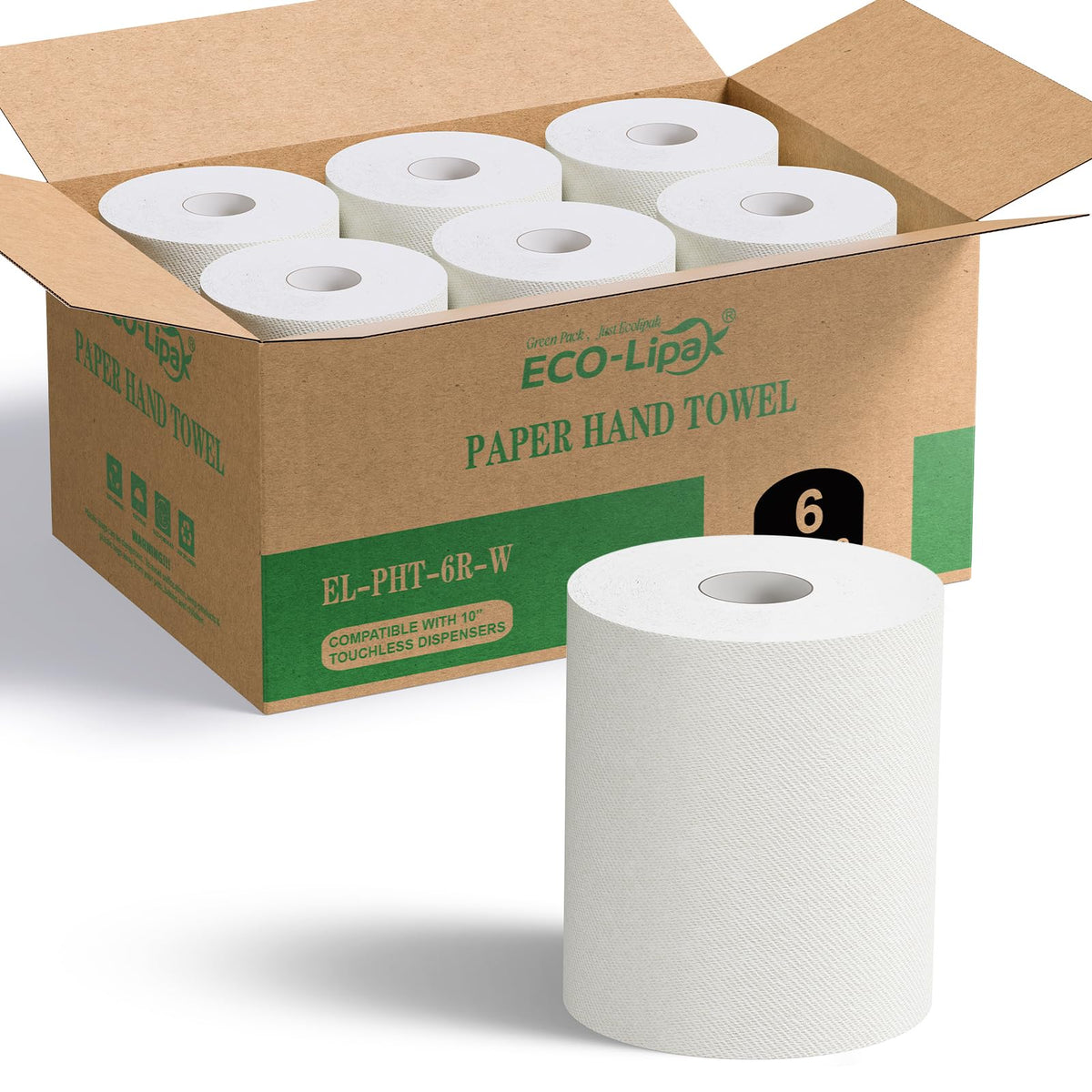 TAD Paper Towels 10 x 800 White, 6 Roll High Capacity