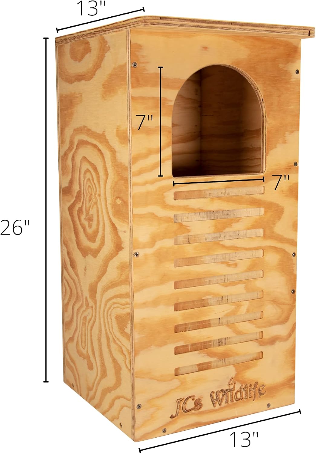 Barred Owl House Nesting Box, Recycled Poly Lumber Owl Box for Outside, Predator Guard, Pine Shavings Included, Made