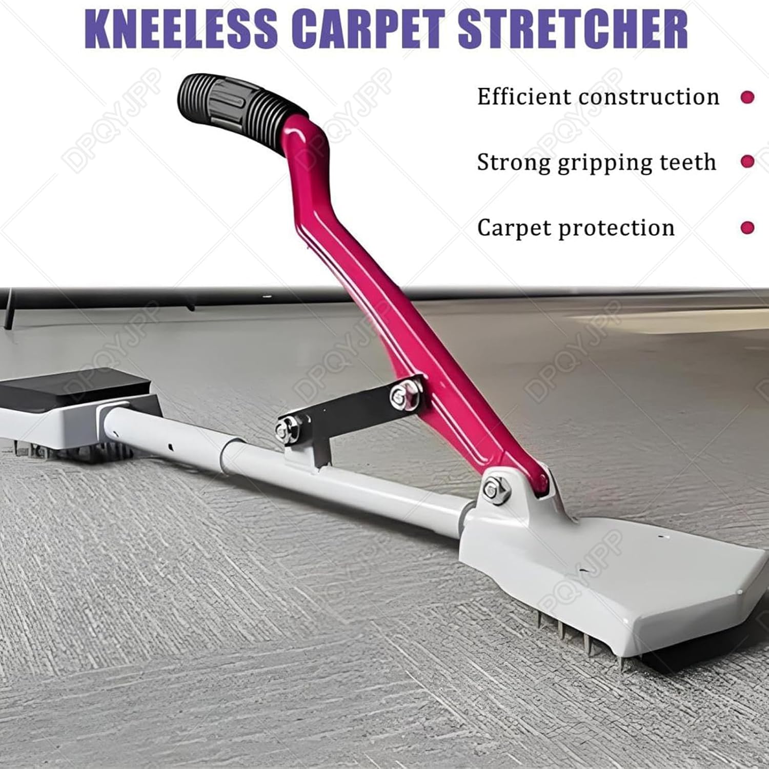 Kneeless Carpet Stretcher, Fit Laying Tool w/Soft Rubber Handle and Grippers, Knee Kicker Kit, DIY Use, Essential