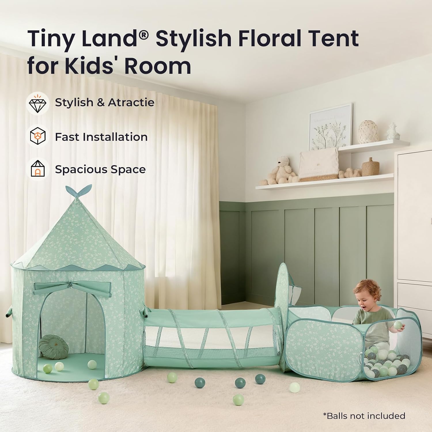 3-in-1 Kids Play Tunnel with Ball Pit & Tent, Pop-Up Indoor Toy | Foldable Crawl Tunnel Set With Breathable Mesh
