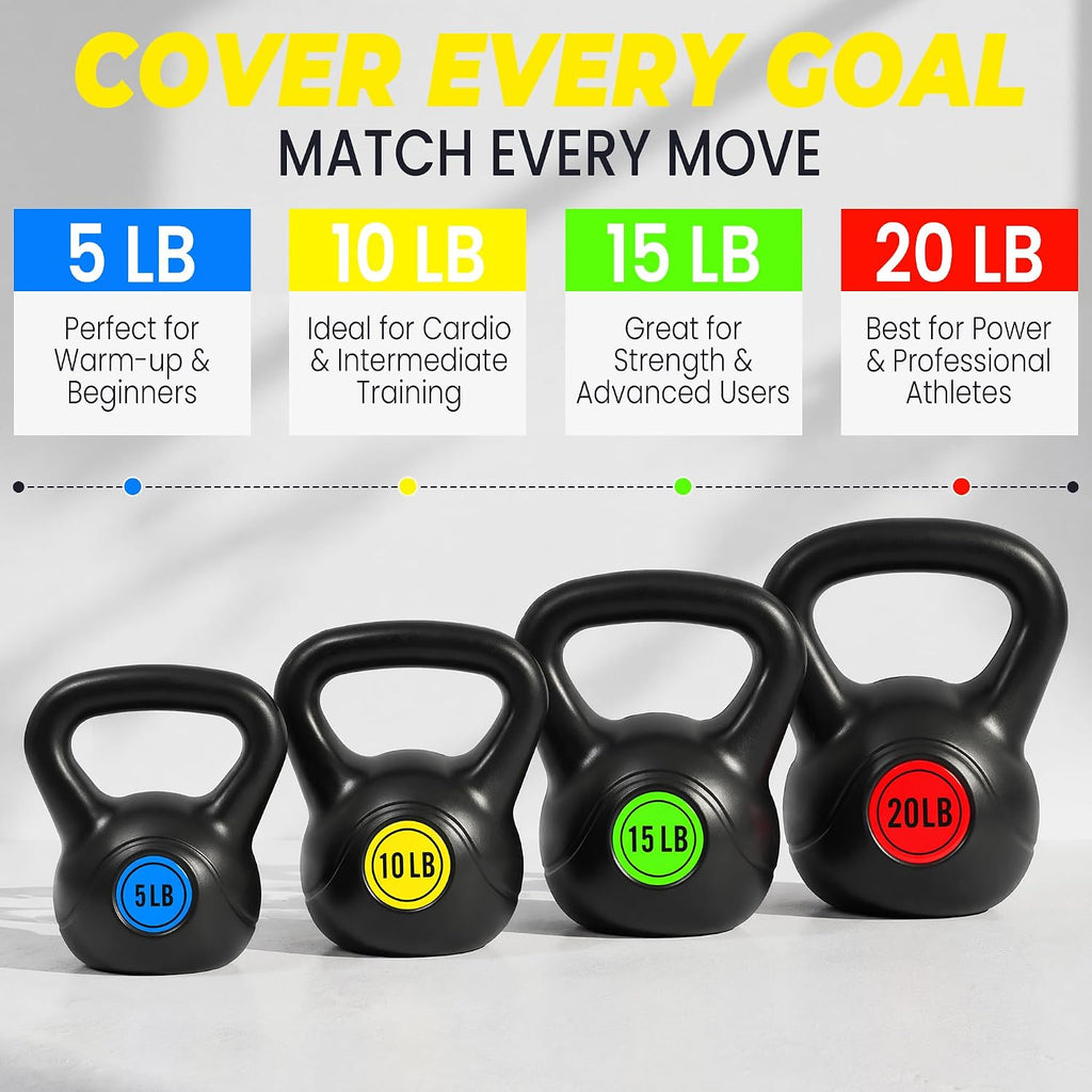 Kettlebell Sets Wide Grip 4-Piece Kettlebells Exercise Fitness Weight Set