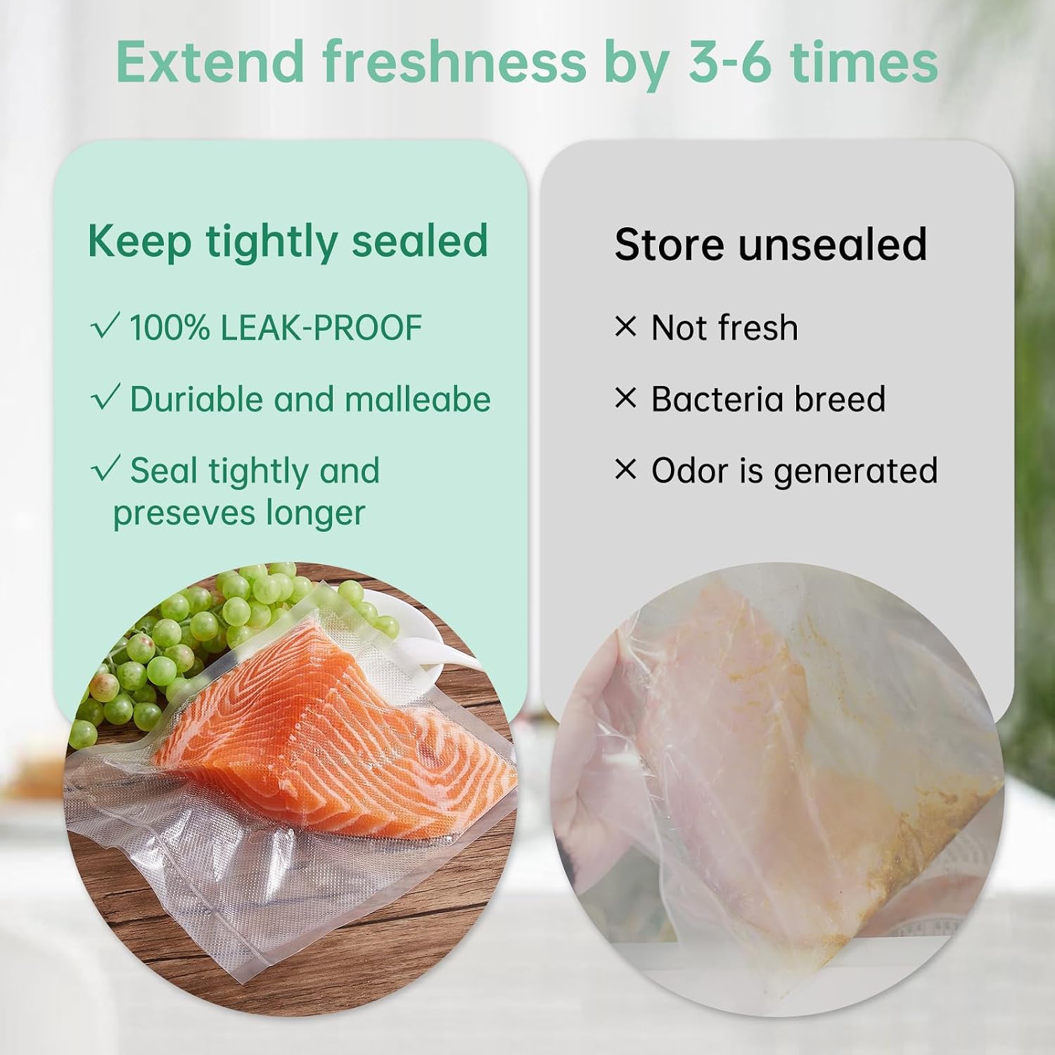 Vacuum Sealer Rolls Bags Compatible with Anova Culinary Vacuum Sealer Machine, 2 Packs 11" x 16.4' Commercial Grade