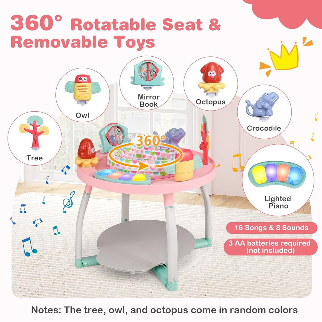 5 in 1 Baby Activity Center, Baby Jumpers and Bouncers with Removable Toys, Lights & Music, 3 Adjustable Heights