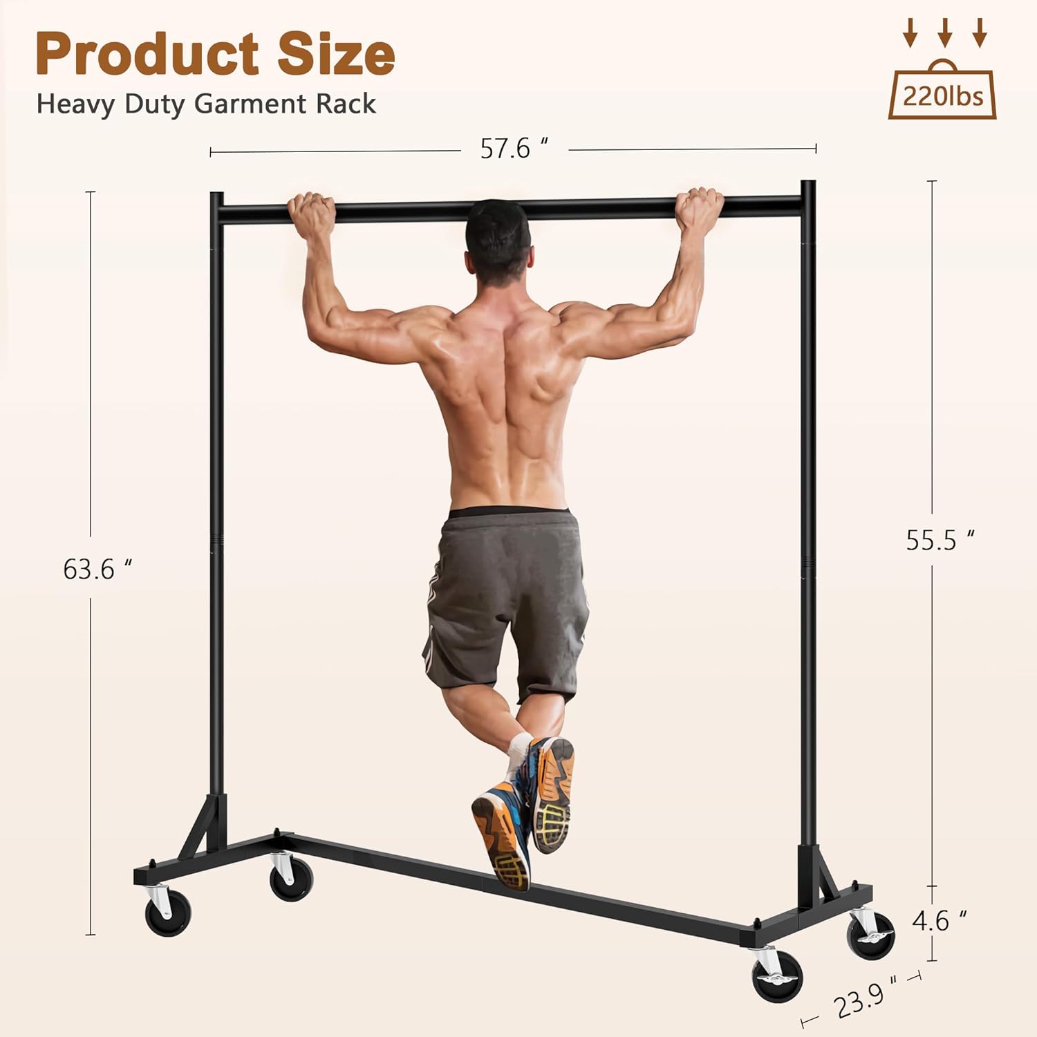 Z Rack, Rolling Clothes Racks with Z-Base, Heavy Duty Garment Rack, Clothing Racks for Hanging Clothes, Sturdy Metal