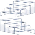 Acrylic Risers 8 Pcs (2 Sets), Clear Display Stands, 4 Sizes | Tiered Display, Clear Acrylic Stands for Perfume