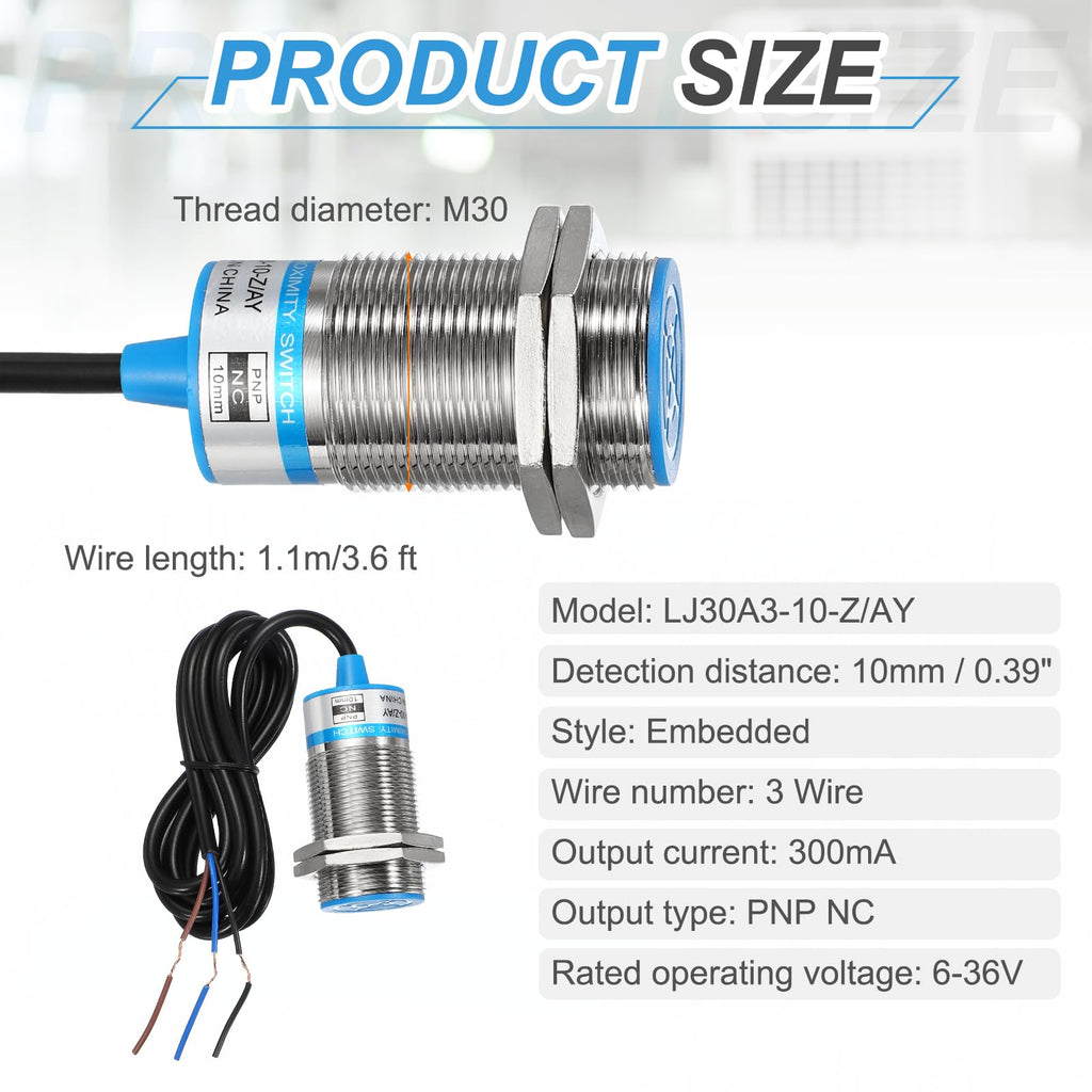 MECCANIXITY Inductive Proximity Sensor, PNP NC M30 10mm Approach Sensor