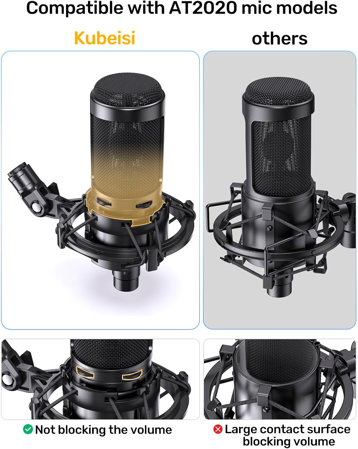 Custom Microphone Shock Mount with Pop Filter for AT2020/2035 | Anti-vibration Suspension Shock Mount Mic Holder
