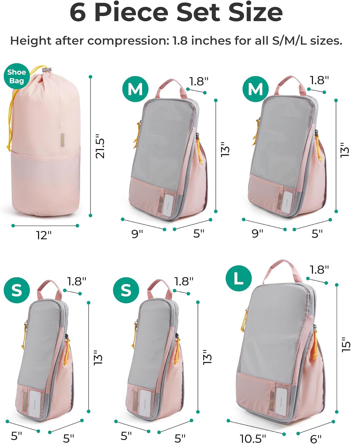 6 Set /4 Set/2 Set Compression Packing Cubes for Travel, Lightweight Luggage Organizer Bags, Durable Space Saver Bags