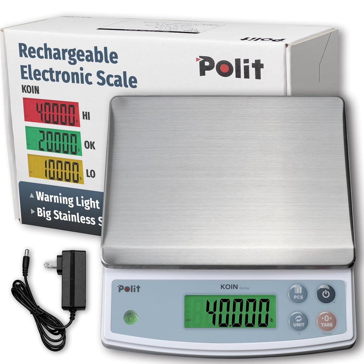 Rechargeable Food Scale 40lb/18kg, Digital Commercial Kitchen Scale