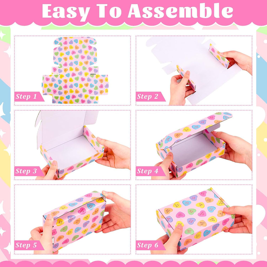 24 Pack Valentine's Day Shipping Boxes Mailing Box Conversation Heart Corrugated Cardboard Box Mailers for Packaging
