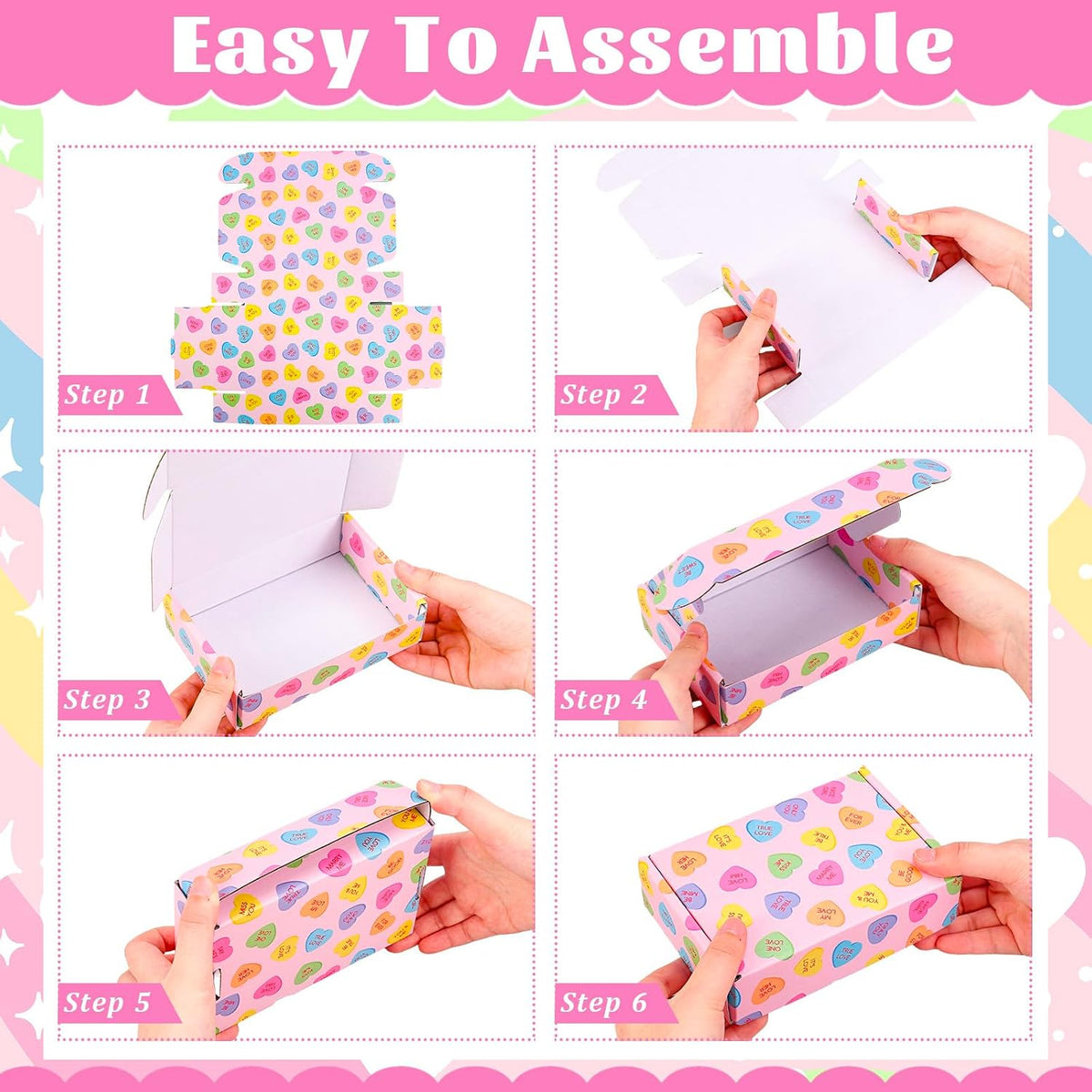 24 Pack Valentine's Day Shipping Boxes Mailing Box Conversation Heart Corrugated Cardboard Box Mailers for Packaging