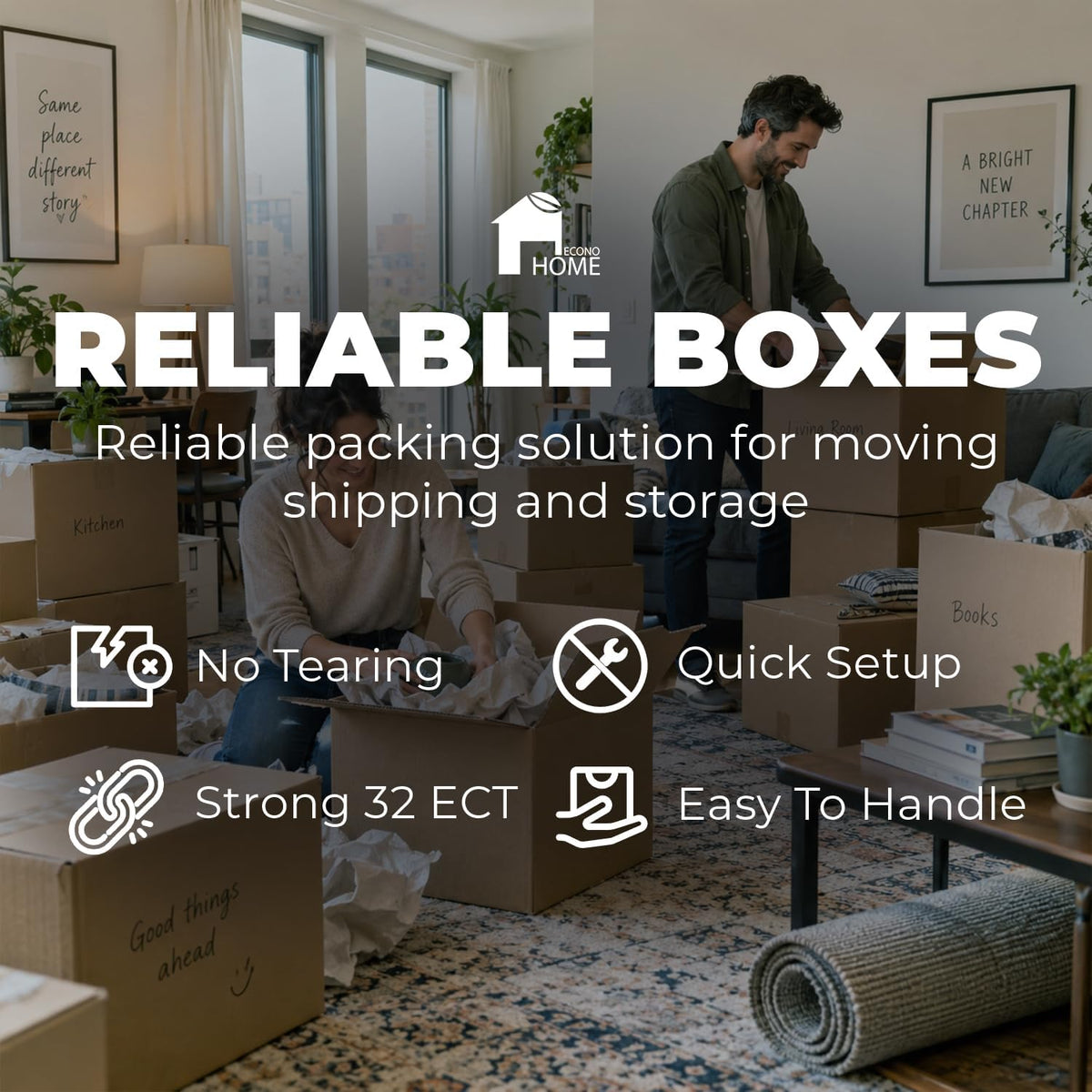 Heavy Duty Corrugated Shipping Boxes - Durable 16x8x16" Cardboard Moving & Packing Cartons - Stackable Kraft Boxes