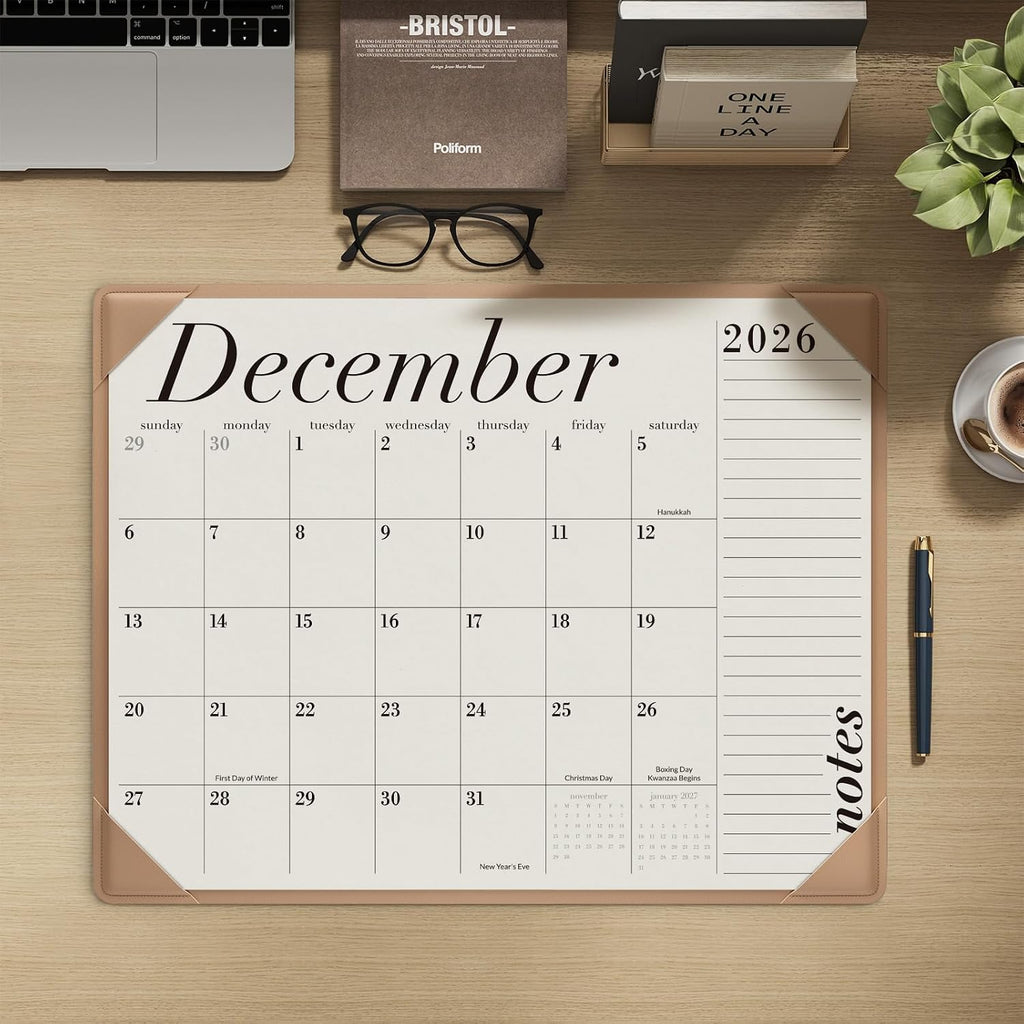 Desk Calendar 2026-2027 with Desktop Mat, Large Desk Pad Calendar From July 2026 to December 2027 22x17 inch, Desk