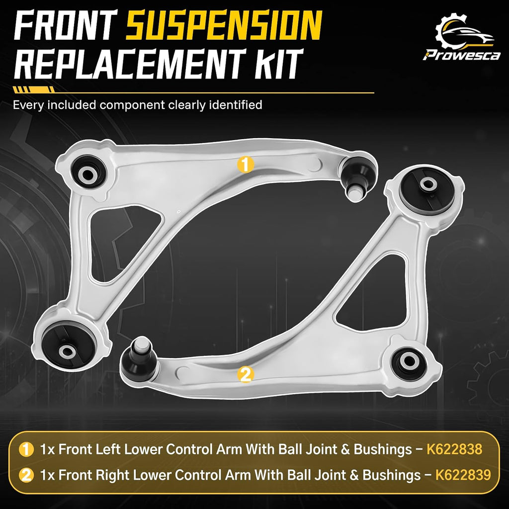 2PC Front Lower Control Arm Set with Ball Joints & Bushings Fits 2015-2018 Nissan Altima L4 2.5L / V6 3.5L, 2016-2023 Nissan Maxima V6 3.5L Replace K622839 K622838