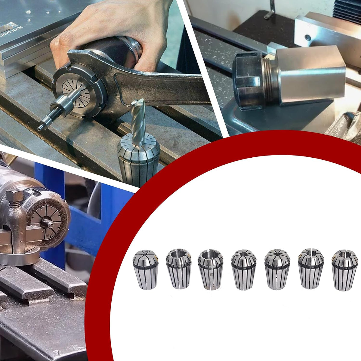 findmall 7Pcs ER20 Spring Collet Set 1/8-1/2 CNC Milling Lathe Tool