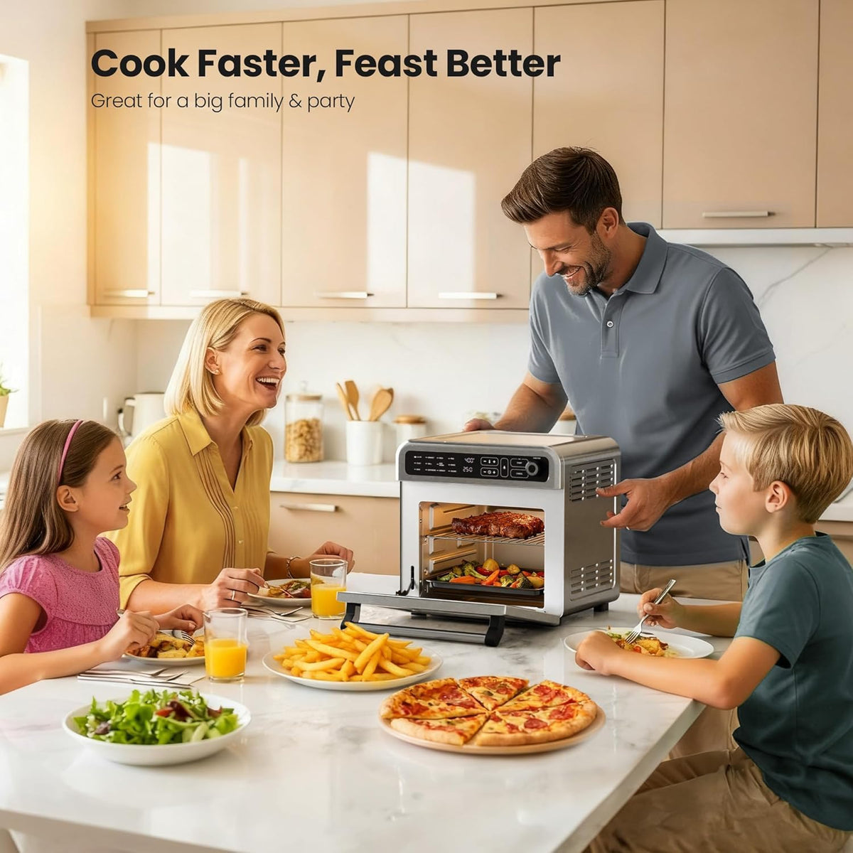 18QT Air Fryer Toaster Oven Combo, 12-in-1, Stainless Steel, Silver | Non-Toxic Countertop Convection Oven with