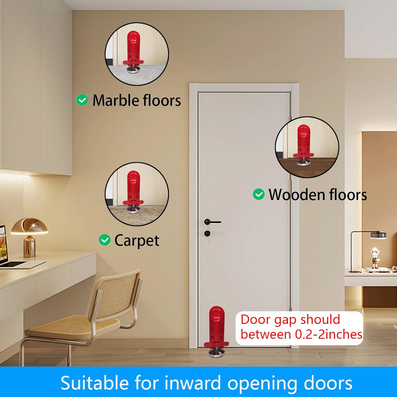 Door Stoppers Security - Portable Door Lock for Travel Anti Theft Door Blocker, Hotel Room Apartment Safety - No