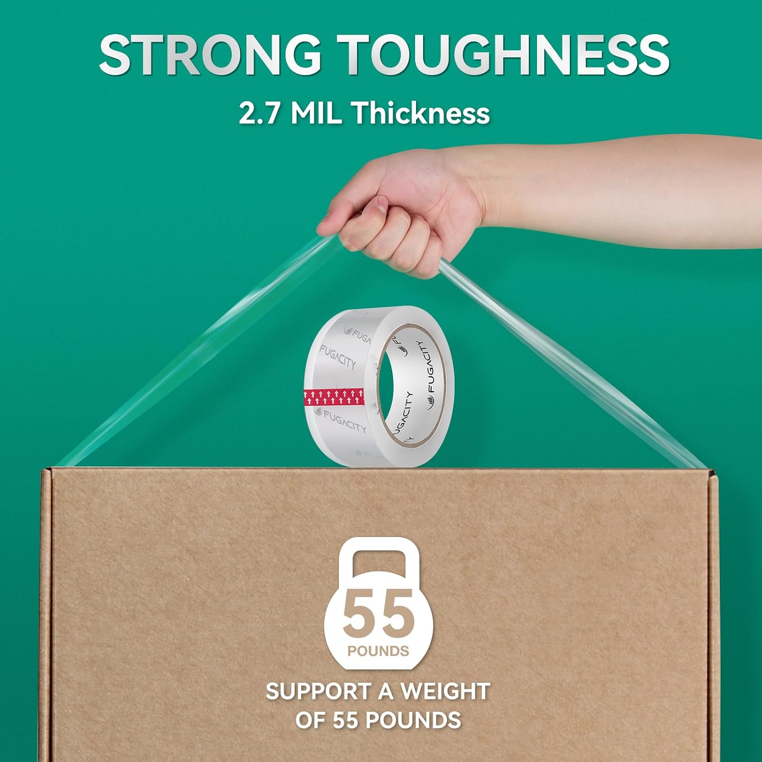 Clear Packing Tape Refills (6 Rolls),Heavy Duty Packaging Tape for Moving Sealing, Moving Supplies,2.7 Mil Thick