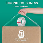 Heavy Duty Clear Packing Tape Refills (18 Rolls), Packaging Tape for Moving Sealing, Moving Supplies Shipping