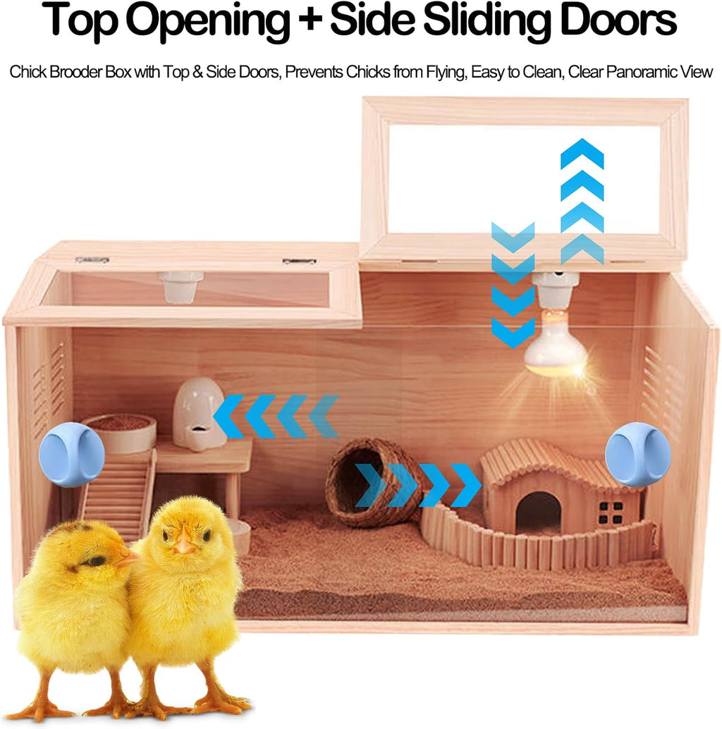 32"x16"x16" Brooder Box for Chicks, with 20In Legs Heat Lamp and Thermometer, Feeder, Waterer Toys Set for Chicks