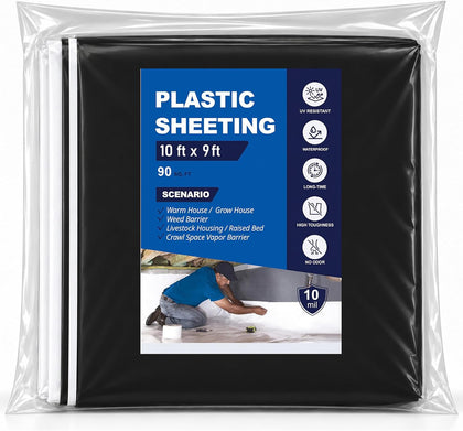 Crawl Space Vapor Barrier, 10Mil Film, 10' x 9', Black and White