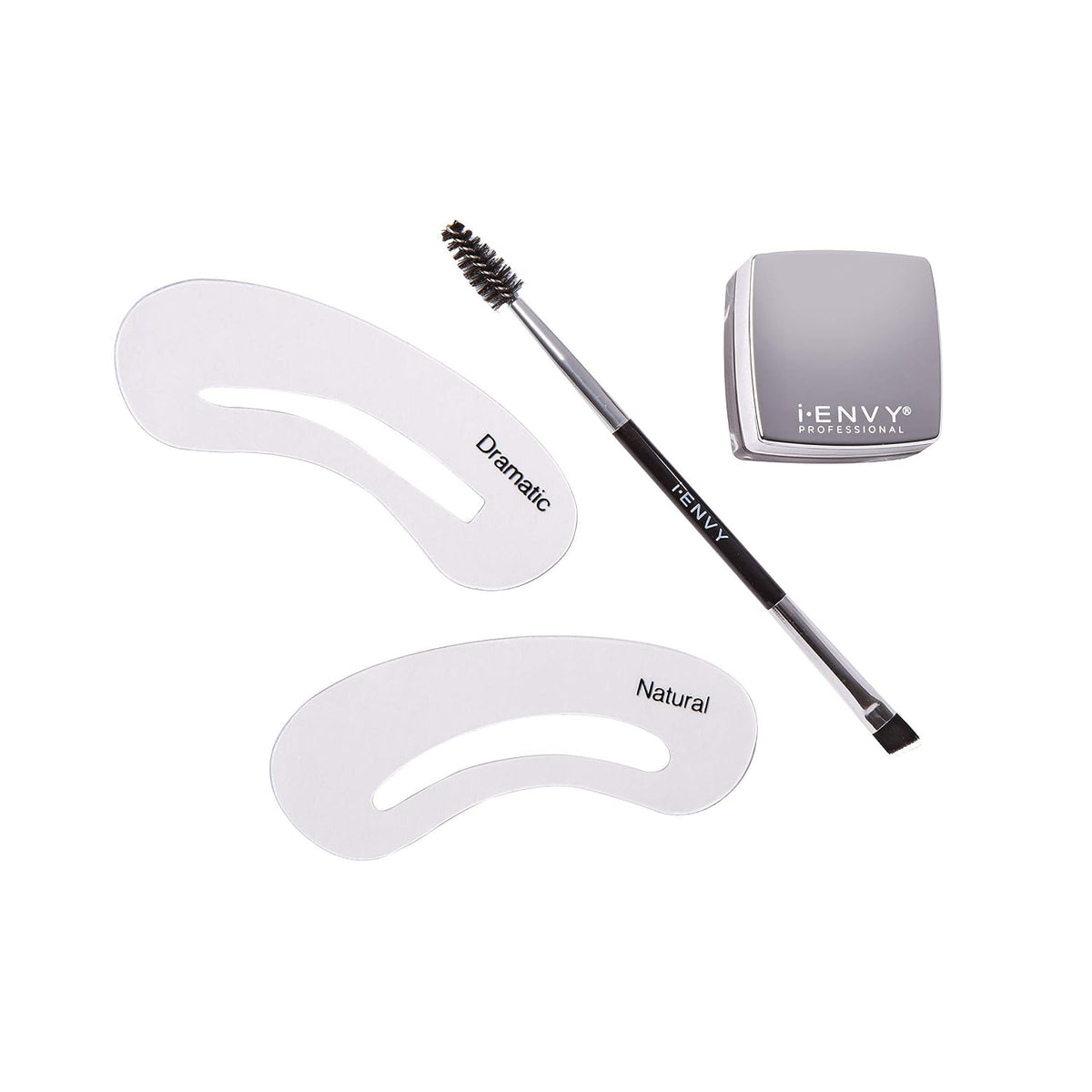 by KISS All-In-One Brow Pomade Dark Brown KBPM01 Waterproof Long Lasting Mirror Cap Stencils Included