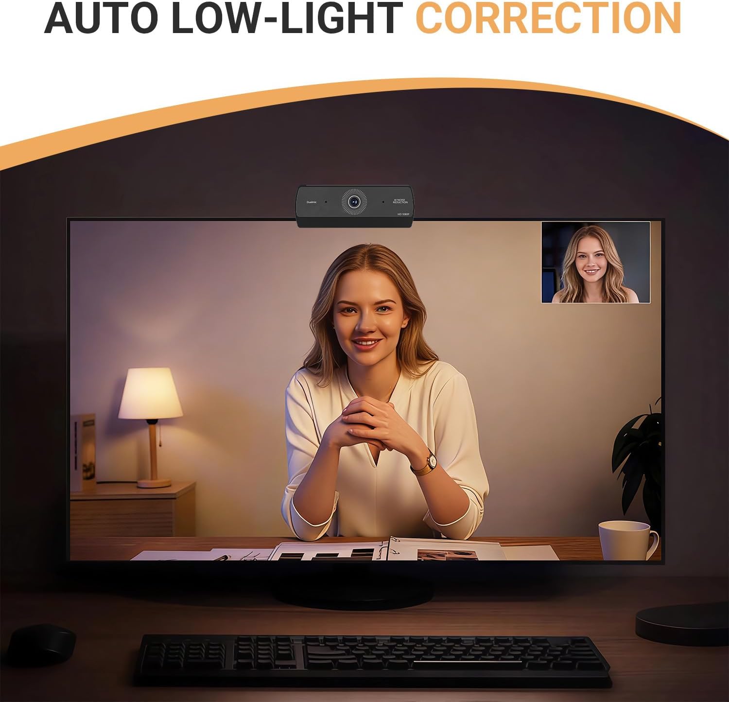 Webcam for PC, HD 1080P USB Plug-and-Play Computer Web Camera, High Definition Webcam for Desktop Laptop, Ideal for