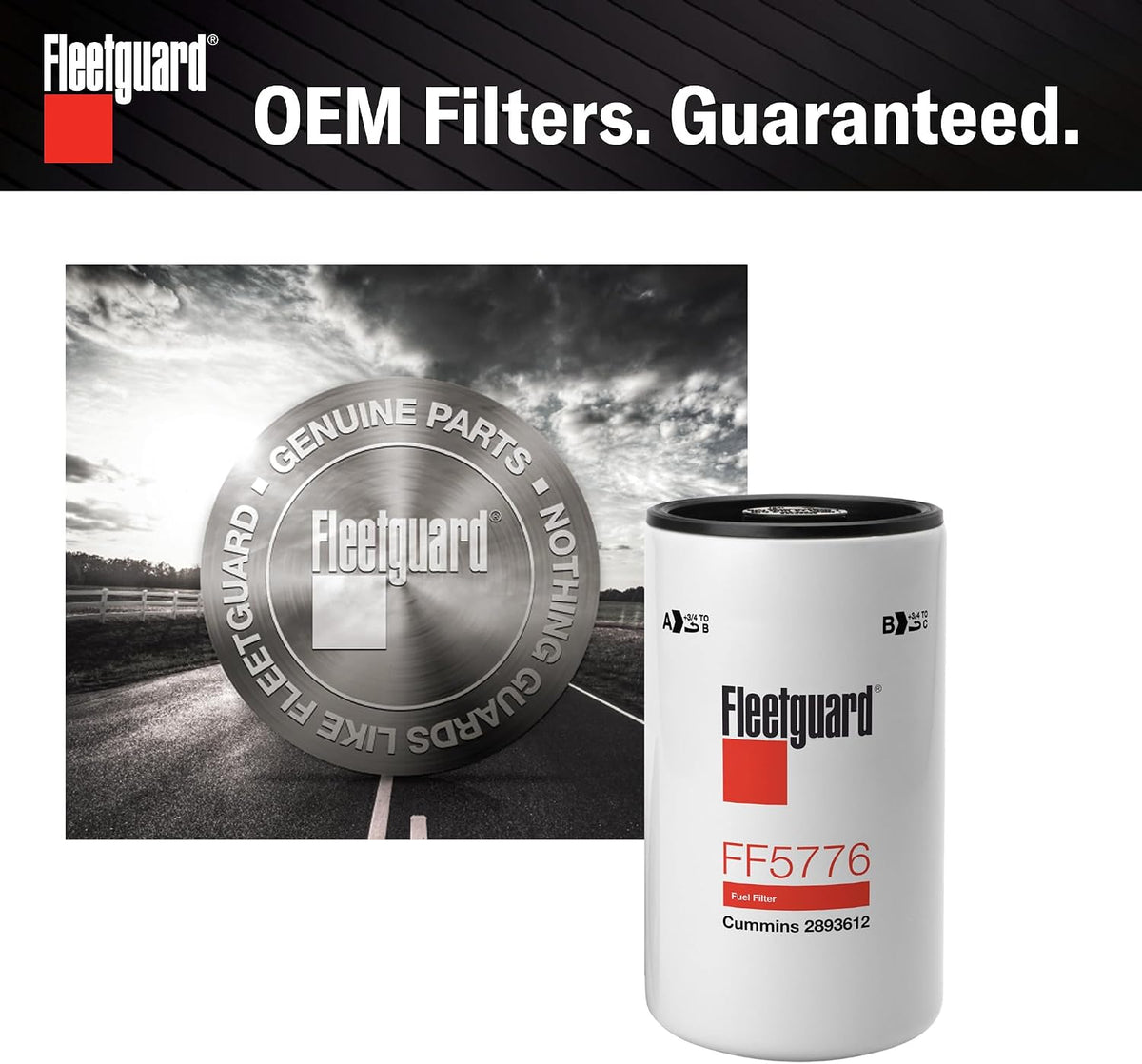 Fleetguard FF5776 Fuel Filter for Cummins ISX 15 engine - Genuine OEM Replacement secondary filter for 2010-2019 Cummins ISX - 1 pack