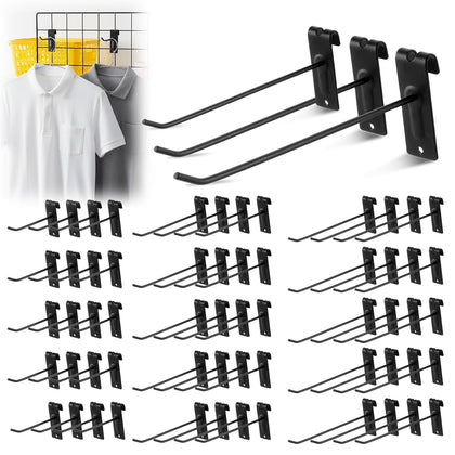 4/6/8 Inch Gridwall Hooks, 60 Pack Heavy Duty Black Grid Wall Hook Display Hooks for Gridwall Panels, 20 Lbs Load