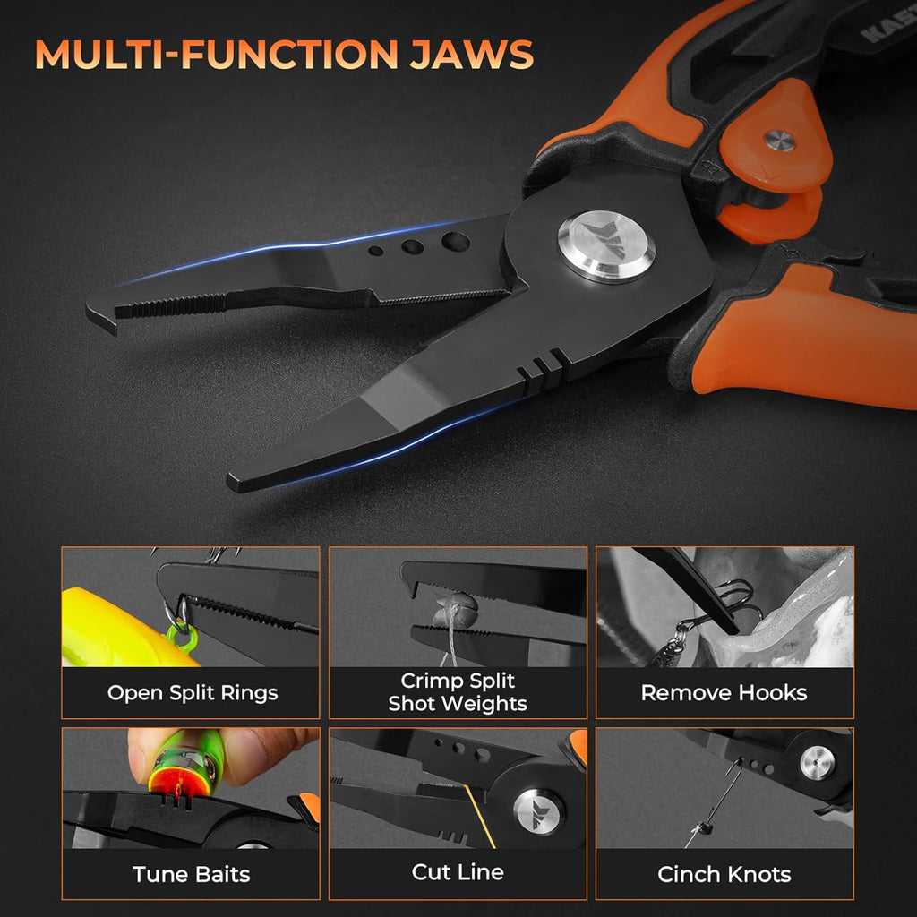 AeroVice 7.5” Fishing Pliers, Saltwater Resistant Fishing Gear | 420 Stainless Steel, Non-Slip Handles, Uni-Body