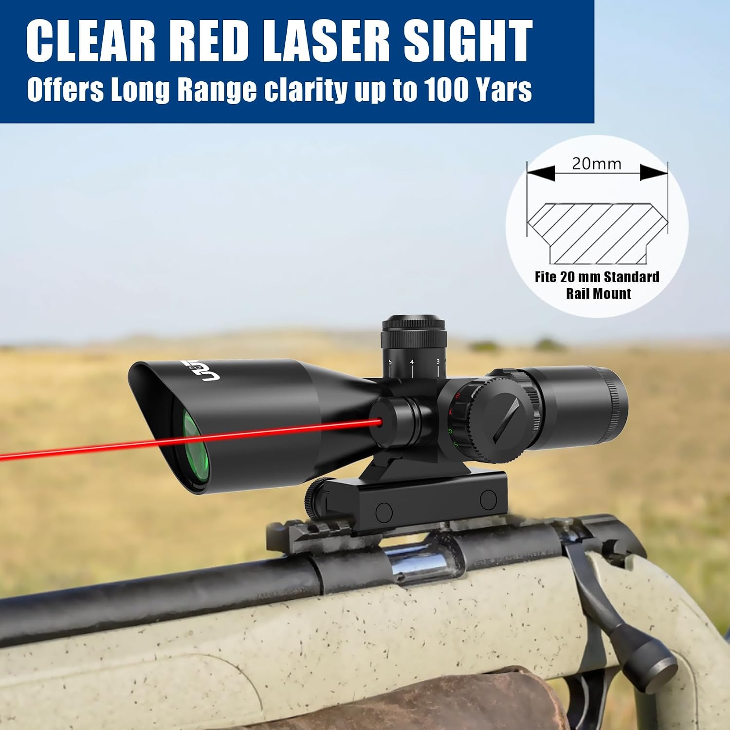 2.5-10x40 Rifle Scope with Red/Green Illuminated Mil-dot with Red/Green Laser Combo-Green Lens Color,Tactical Scope
