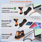 1D QR 2D Industrial Barcode Scanner with Upgraded Charging Dock