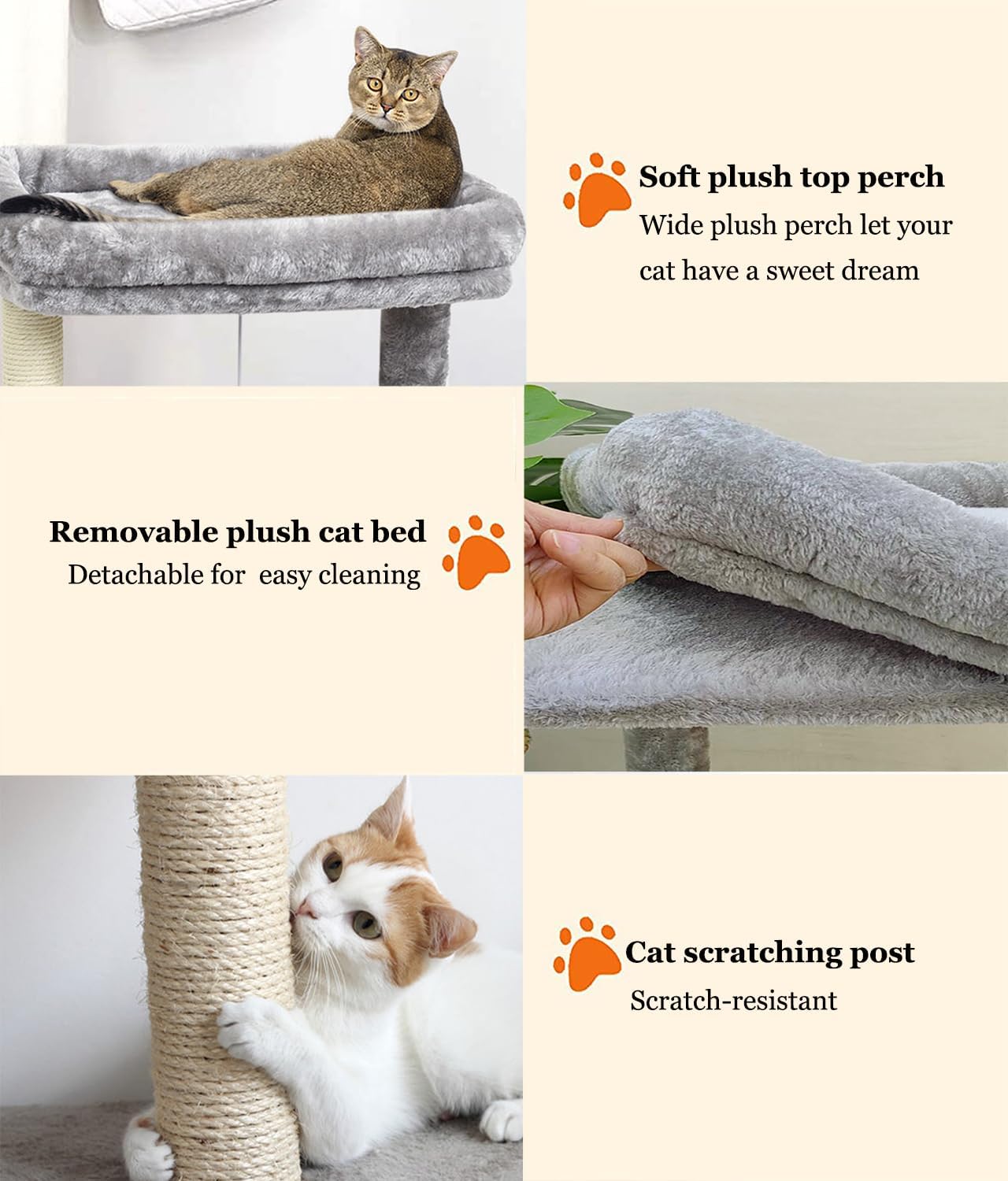 Small Cat Tree for Indoor Cats, Activity Cat Tower with Scratching Post for Kittens, Cat Bed & Furniture with Basket