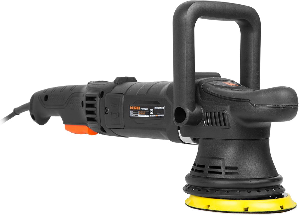 Dual Action Polisher, 5-Inch Professional Grade, 8-Amp with Paddle Switch, 15mm Throw and LED Display (AA6158)