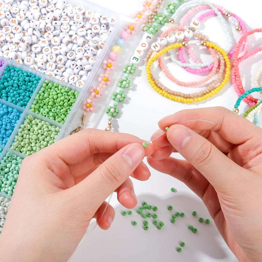 3mm Seed Beads for Bracelet Jewelry Making Bracelet Making Kit | 24 Colors Beads | Friendship bracelets kit with